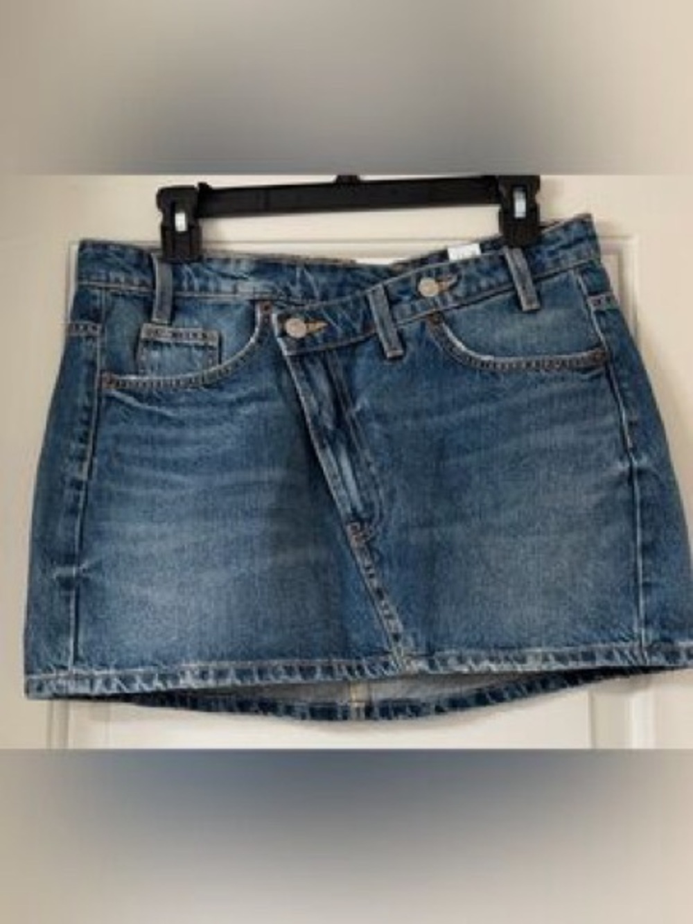 Zara Draped Blue Denim Mini Skirt